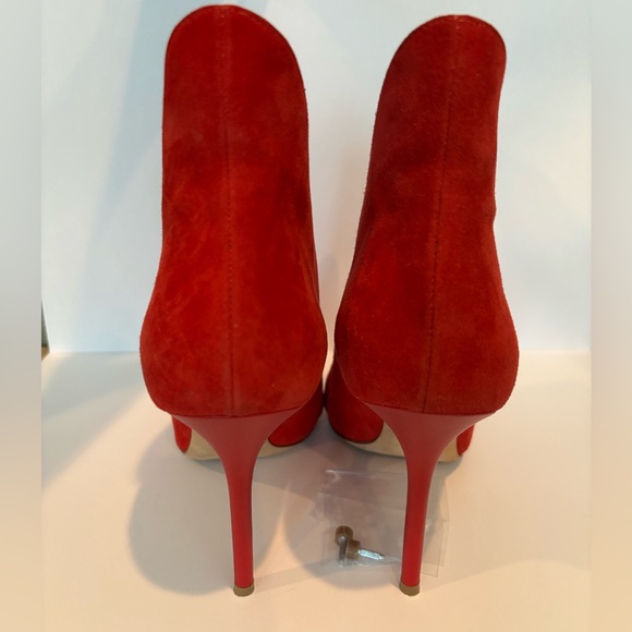 Red suede Malone booties. Perfect accessory for fall and party season. - Picture 3 of 8